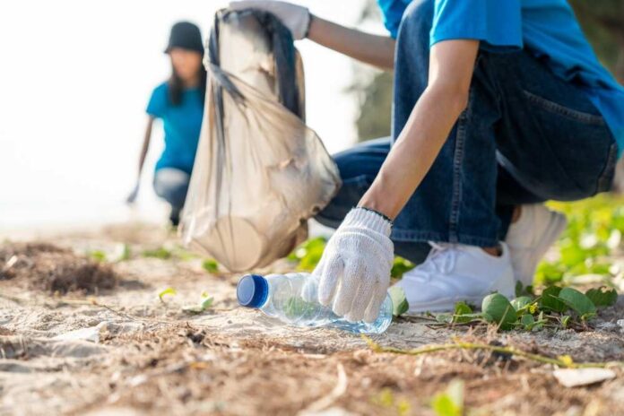 shutterstock_2468245949.jpg featured image People collecting plastic waste on sandy beach