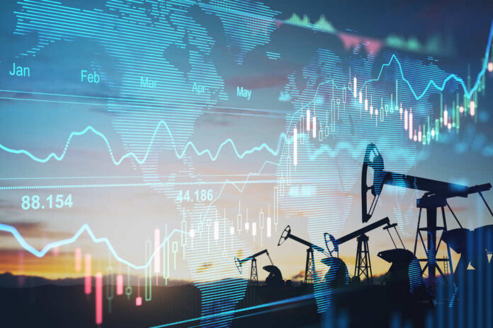shutterstock_1966776964.jpg featured image Oil pumps and financial charts against world map
