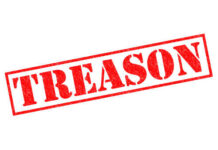 Red stamp with the word TREASON prominently displayed