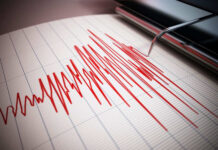 Seismograph recording earthquake activity