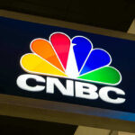 CNBC logo sign with peacock in color