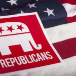 Republican REVOLT Crushes Trump’s Pick Republican symbol on American flag background.