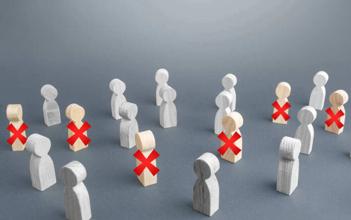 Wooden figures with red X marks, signifying eliminated individuals