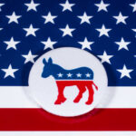 Epstein Files Drama: Dems Unveil New Tactic Democratic Party donkey logo on American flag background.