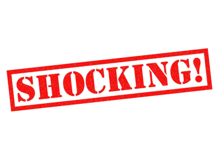Red text stating the word shocking