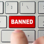 BANNED for Life Over DISGUSTING Epstein Emails Red banned key on computer keyboard pressed