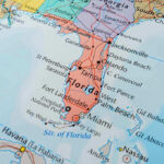 Close-up map of Florida and surrounding areas.