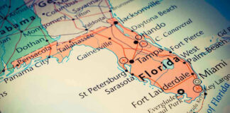 Map highlighting Floridas major cities and roads.