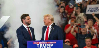 A political rally featuring Donald Trump and JD Vance.