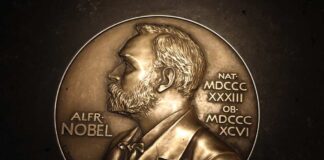 Bronze medal featuring a profile of Alfred Nobel
