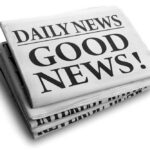 Good Economic News! Lowest Since 2022! Stack of newspapers with headline Good News