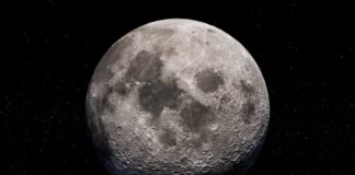 A detailed view of the moon against a black background