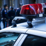 AR-15 Christmas Gift Sparks Murder Counts Police car roof with lights, officers in background.