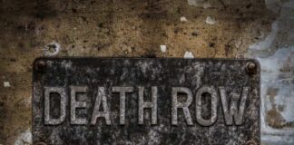 Weathered metal sign reading 'DEATH ROW' on a wall