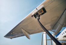 Fueling an airplane at the airport