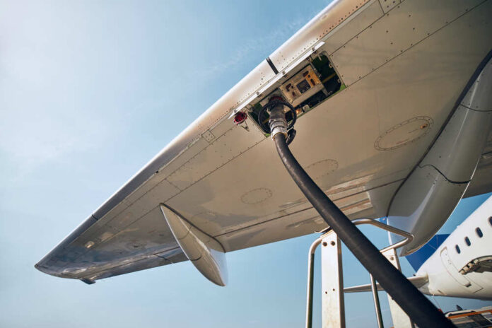Fueling an airplane at the airport