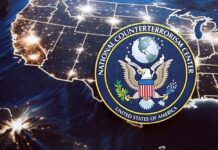 Emblem of the National Counterterrorism Center over a map of the United States