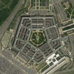 Pentagon’s Troop U-Turn Stuns Allies Aerial view of the Pentagon building surrounded by roads and parking lots