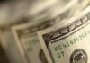 Close-up of a stack of hundred dollar bills