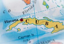 Raúl Castro Faces Murder Charges Close-up of a map highlighting Cuba and its capital Havana