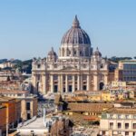 St. Peter's Basilica in Rome with a clear blue sky