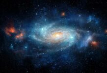 A vibrant galaxy with swirling colors and bright stars in the cosmos