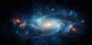 A vibrant galaxy with swirling colors and bright stars in the cosmos