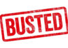 BUSTED: FBI Arrests Most Wanted Fraudster Red Busted stamp on white background