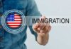 Trump Revives THESE Immigration Checks A person pointing at the word 'IMMIGRATION' with an American flag graphic