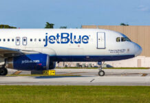 VIDEO: Drone Smash At 3,000 Feet JetBlue airplane taxiing on airport runway.