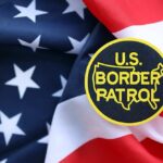 Border Cops Get Go-Ahead — No Proof Needed U.S. Border Patrol badge on a background of the American flag