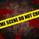 Graduation Becomes Turns Deadly Bloodbath Yellow caution tape reading 'CRIME SCENE DO NOT CROSS' over a dark, blood-splattered background