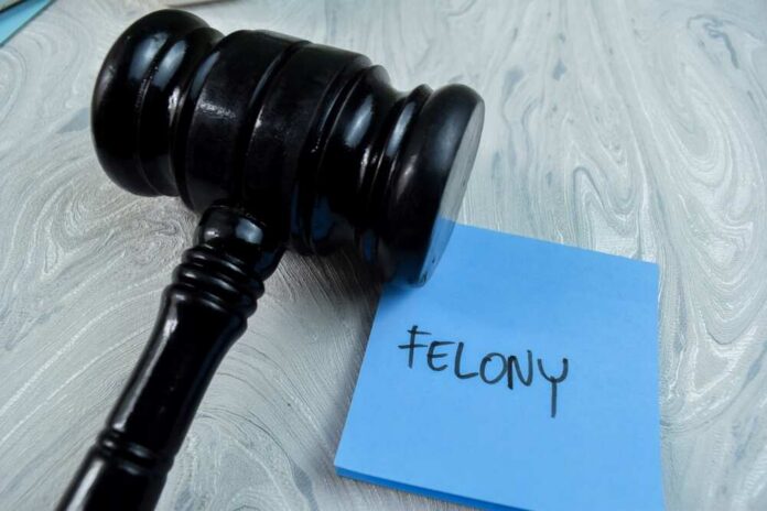 Concept,Of,Felony,Write,On,Sticky,Notes,With,Gavel,Isolated