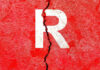 Abuse Claims Ignite GOP Firestorm Cracked red wall with white letter R.