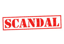 Devices Seized — Swalwell Under Fire Red stamp with the word scandal