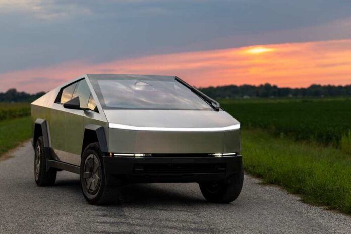 Cybertruck,Electric,Truck,In,Nature,At,Sunset Tesla Cybertruck