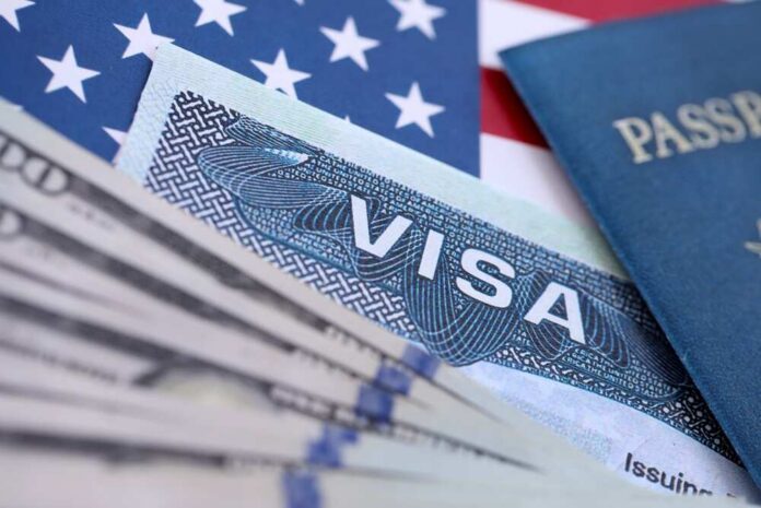 Close,Up,On,Usa,Visa,In,A,Passport.,A,Visitor