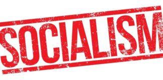 Bold red text reading 'SOCIALISM' on a white background