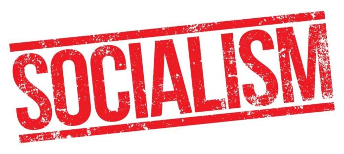 Bold red text reading 'SOCIALISM' on a white background