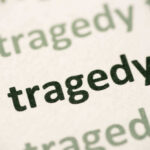 TRAGEDY: Coast Guard Scrambles — Families Beat the Clock Close-up of the word 'tragedy' printed multiple times in varying shades