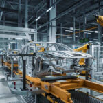 Tariff Shock Drives Toyota North Car assembly line with robotic arms in a factory.