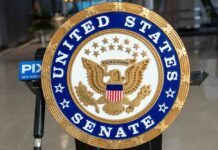Kamala Returns – GOP Senate at Risk Seal of the United States Senate displayed prominently