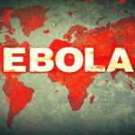 World map with bold Ebola text over red outbreak theme