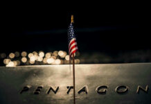 VIDEO: Pentagon Footage Stuns — Direct Hits American flag above engraved Pentagon sign at night