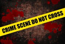Coworker Opens Fire – 3 Down Yellow caution tape reading 'CRIME SCENE DO NOT CROSS' over a dark, blood-splattered background