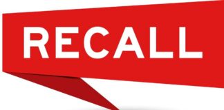 Red banner with the word RECALL in bold white letters