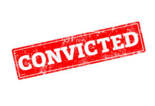 CONVICTED: Insanity Defense Shredded Red stamp with the word 'CONVICTED' in bold white letters