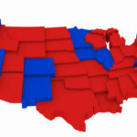 Map of the United States colored red and blue.