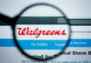 Magnifying glass highlighting Walgreens website header logo