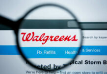 Blinding Risk? Walgreens Yanks Eye Drops Magnifying glass highlighting Walgreens website header logo